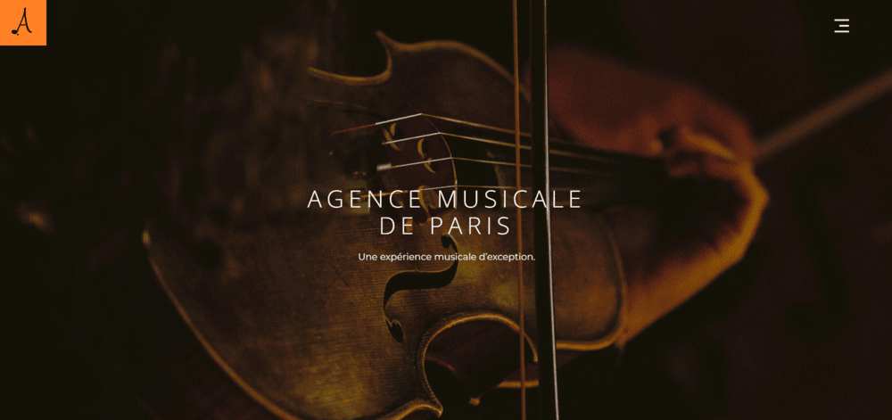 Site web de l'Agence Musicale de Paris, réalisé sur Webflow